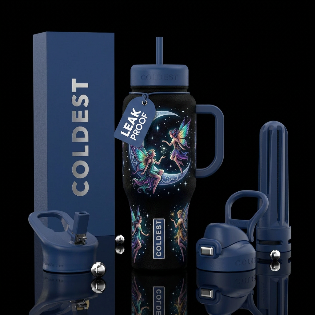 Fairies in the moonlight water bottle design