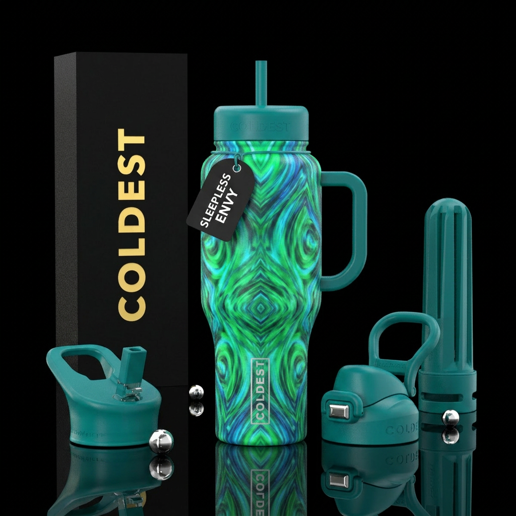 Sleepless envy water bottle design
