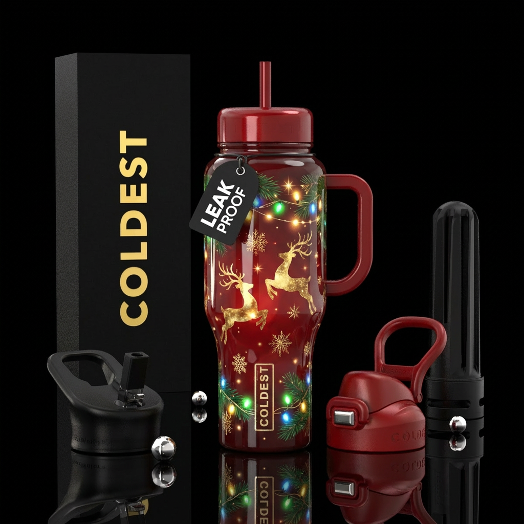magical, christmas water bottle design