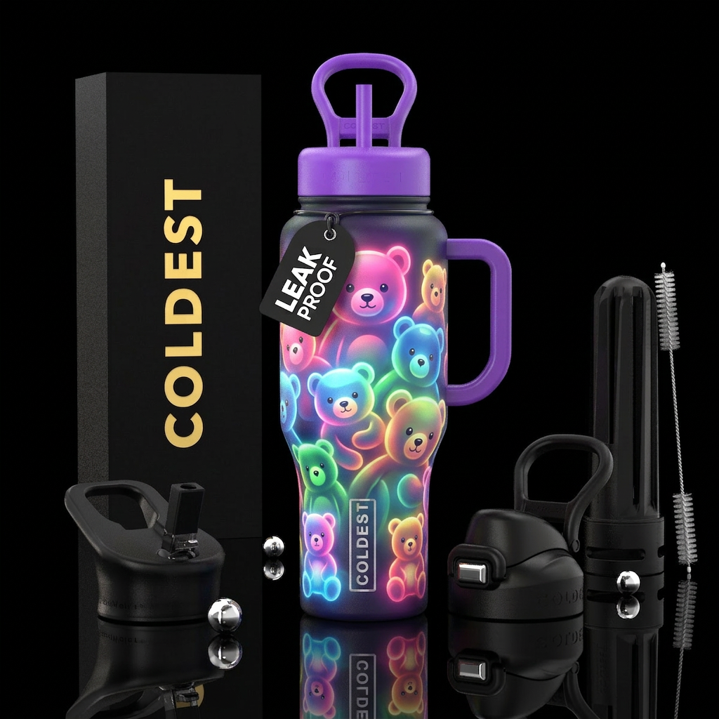 Glowie bear water bottle design