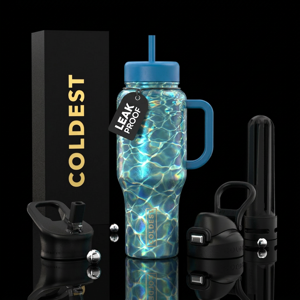 Shimmering seas water bottle design