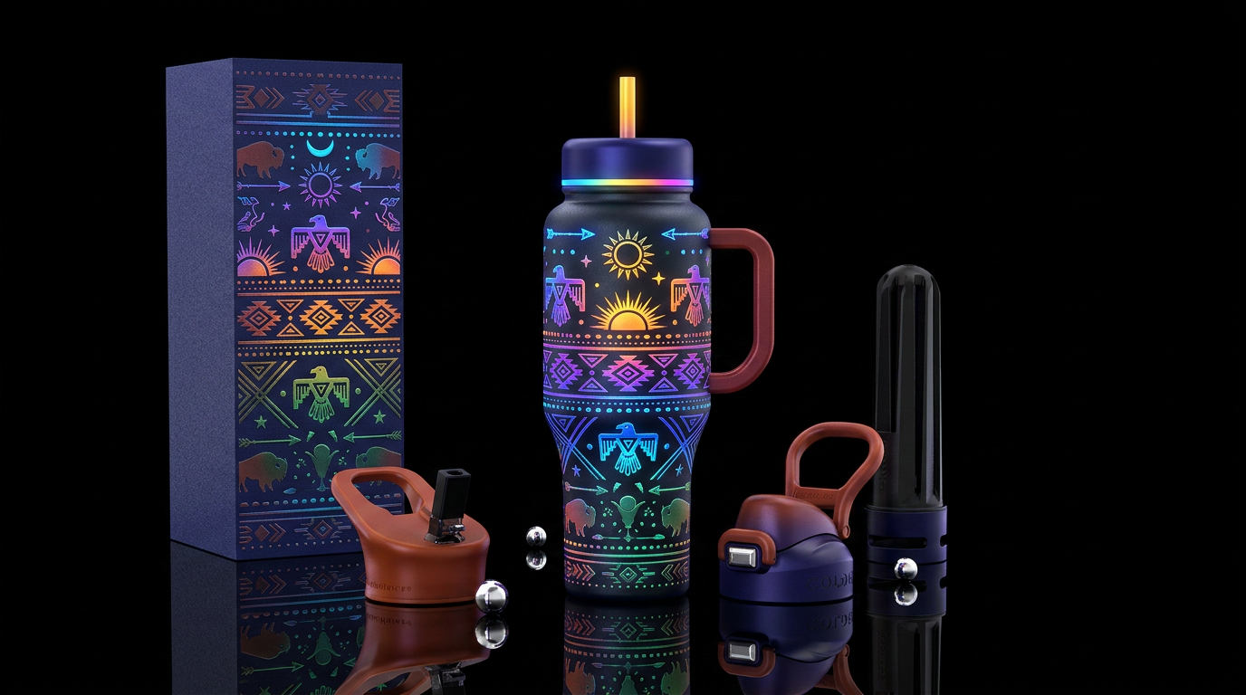 Western Indian glowie water bottle design