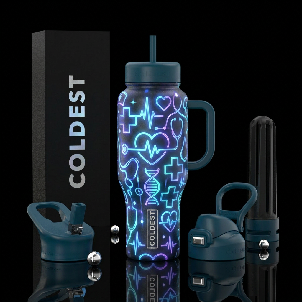 Nursing glowie water bottle design