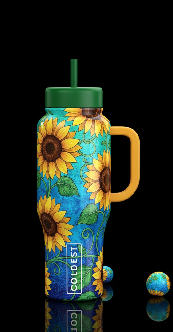 Sunflowers water bottle design