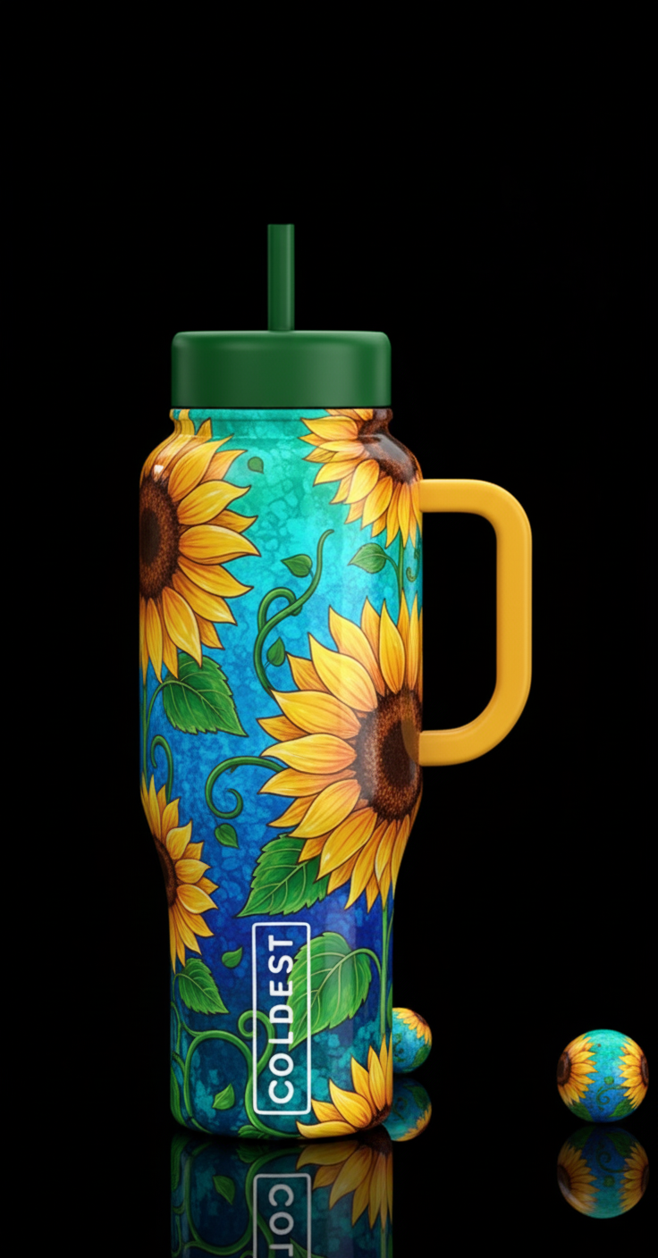 Sunflowers water bottle design