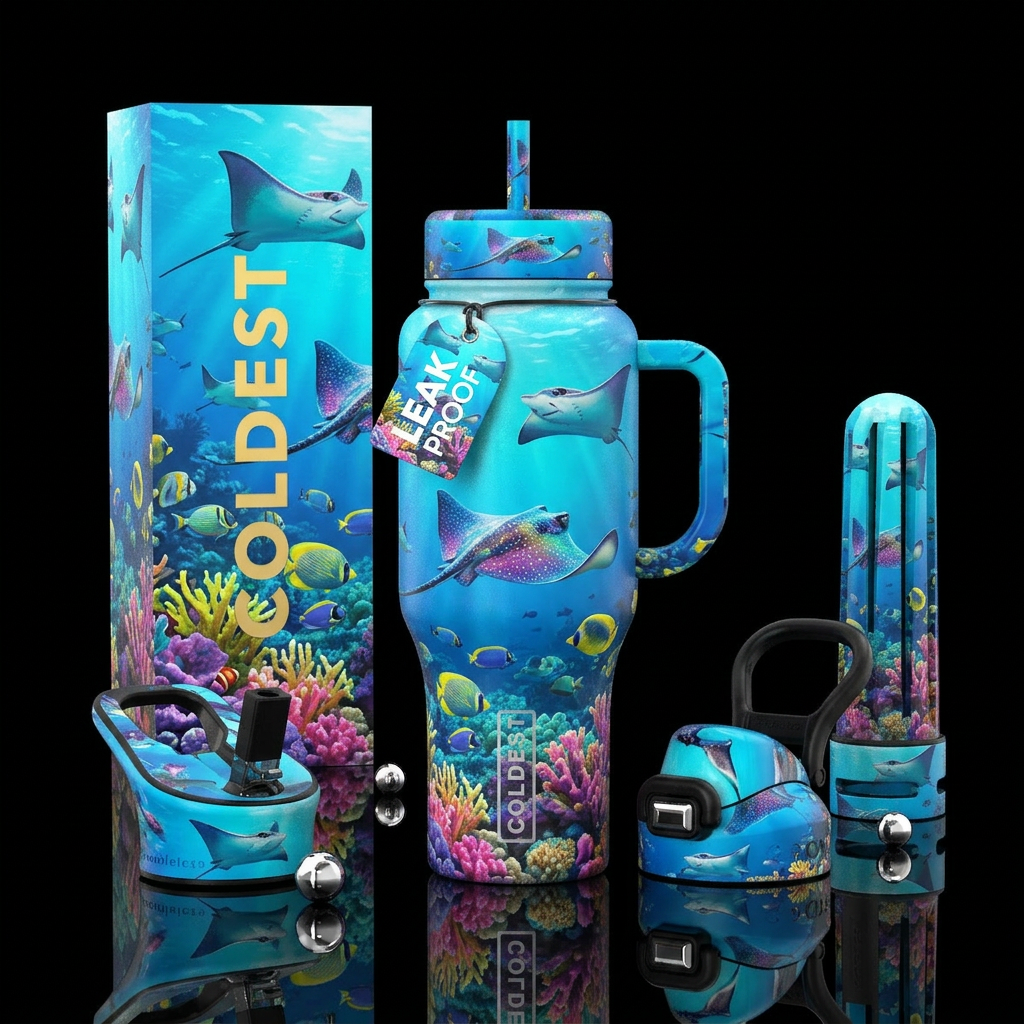 Stingray ocean underwater water bottle design