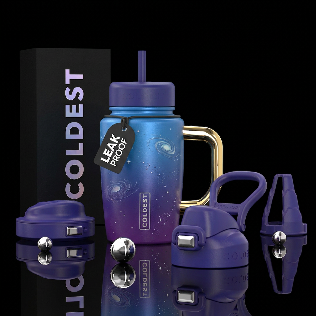 A float on dreamscape on a deep ombre bottle water bottle design