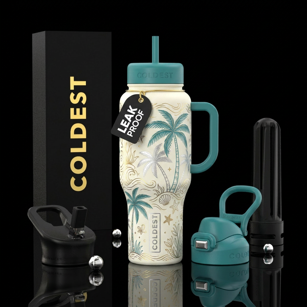 Teal handle and lid  and a Off-white Margarita mat... water bottle design