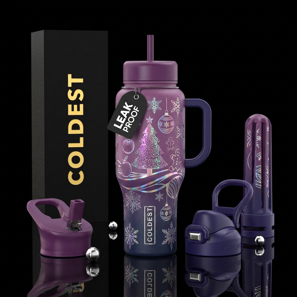 Sugar plum ombre bottle with deeply lasered hologr... water bottle design