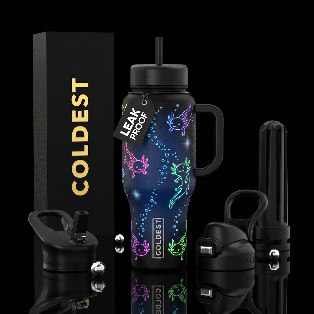 A high definition lasered neon rainbow lined  baby... water bottle design