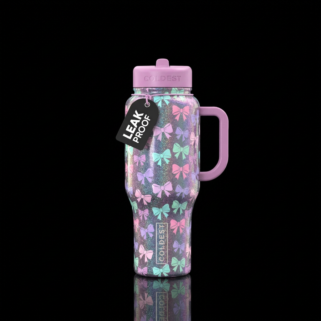 Abstract pastel color pink, purple, aqua, green bo... water bottle design