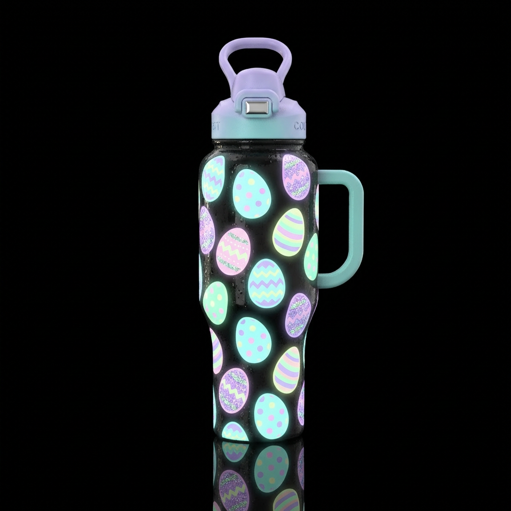 Easter design, cute colored eggs that glow in the ... water bottle design