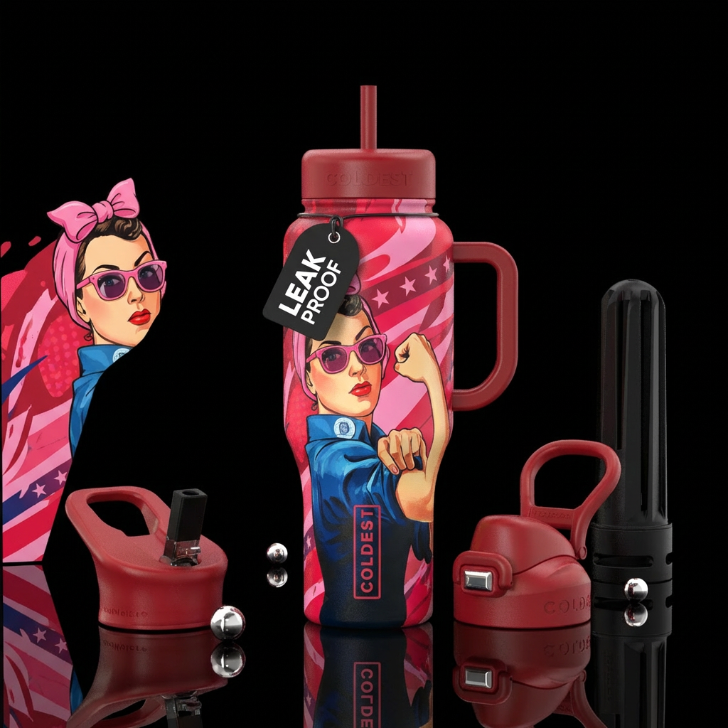 Rosie the rivitor with cute pink bow in her hair a... water bottle design