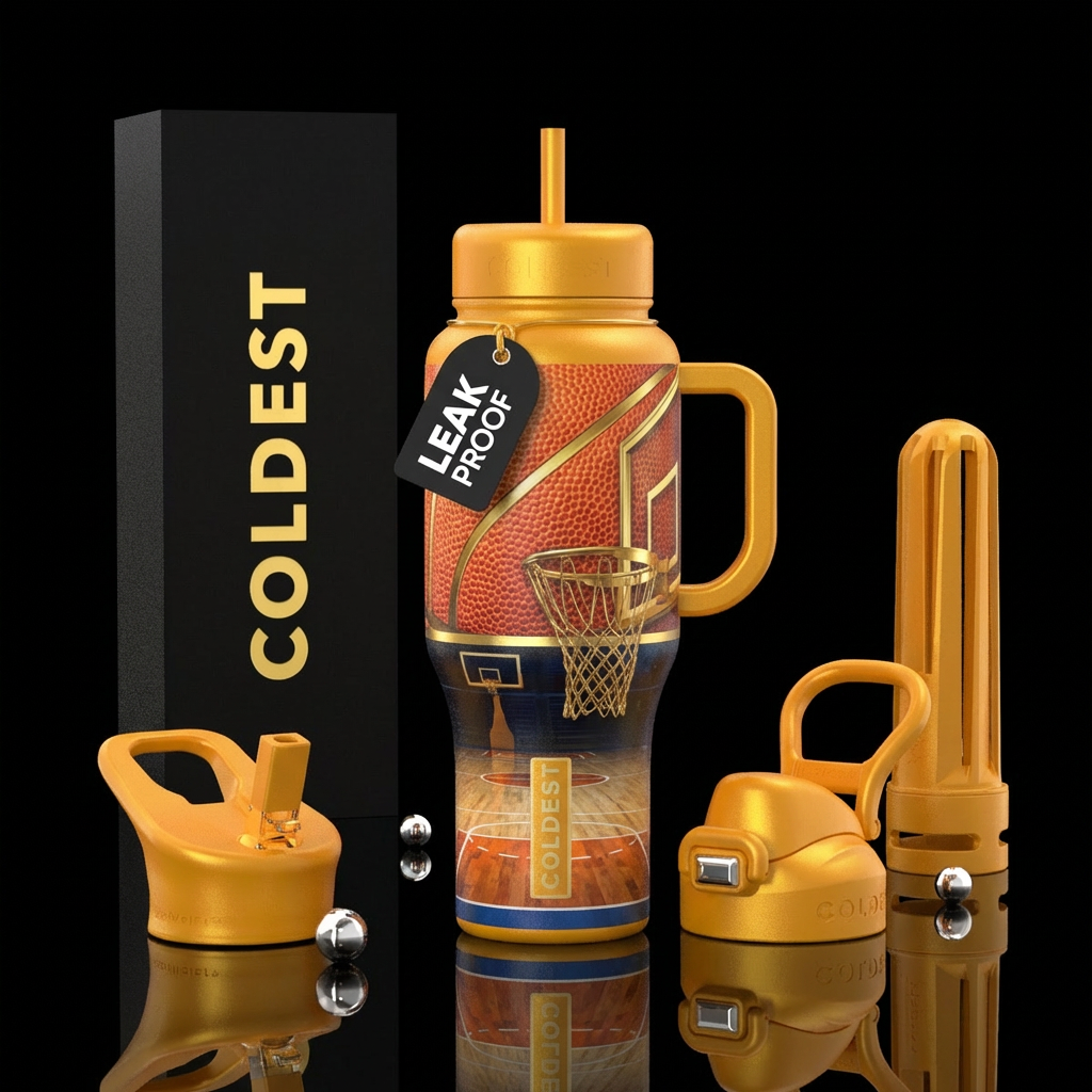 GOLDEN BASKETBALL water bottle design