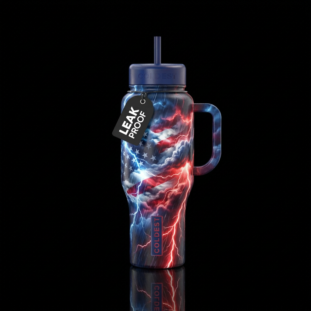 Seamless wrap design with dramatic storm clouds fo... water bottle design