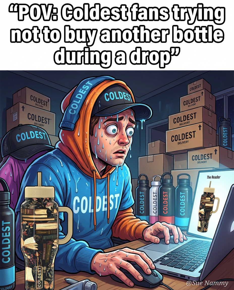 Then show someone sweating trying to resist. water bottle design