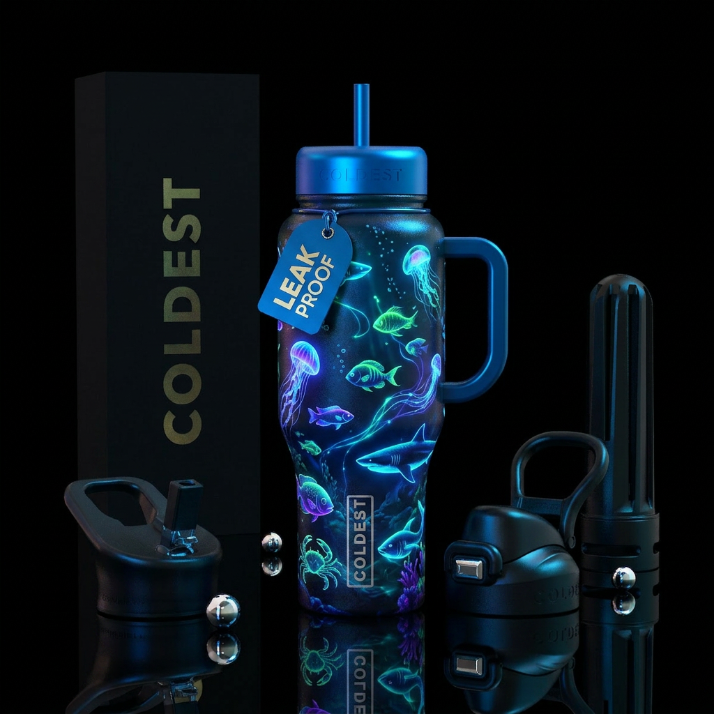 Deep blue Sea water bottle design