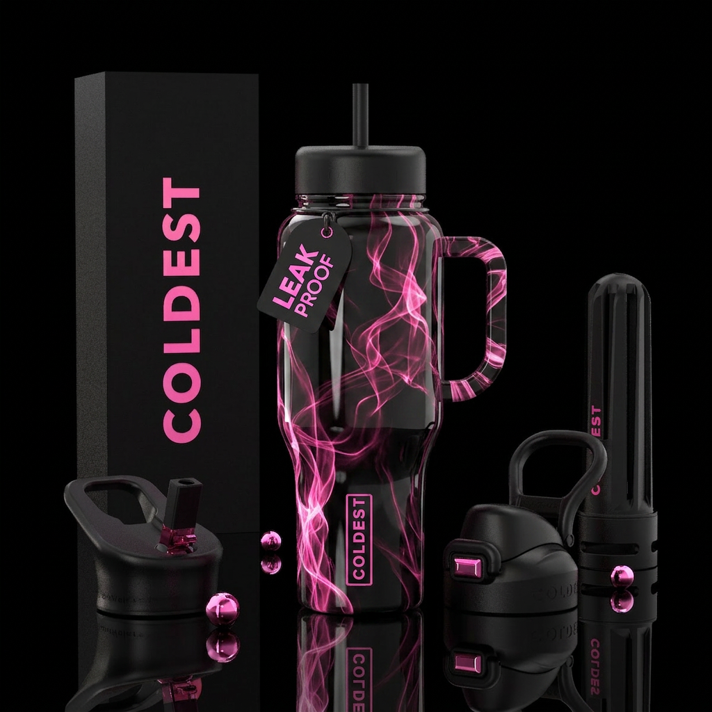 Pink Opal water bottle design