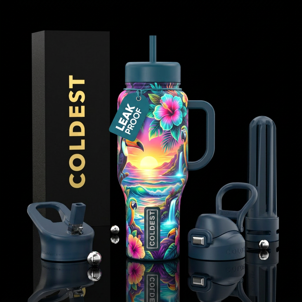 Tropical Time water bottle design