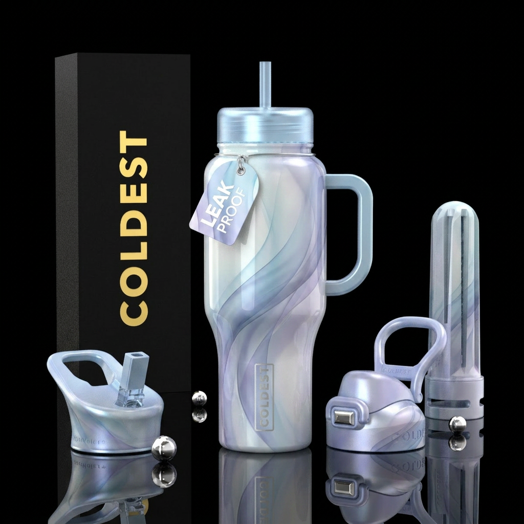 Icy Blue Swirl water bottle design