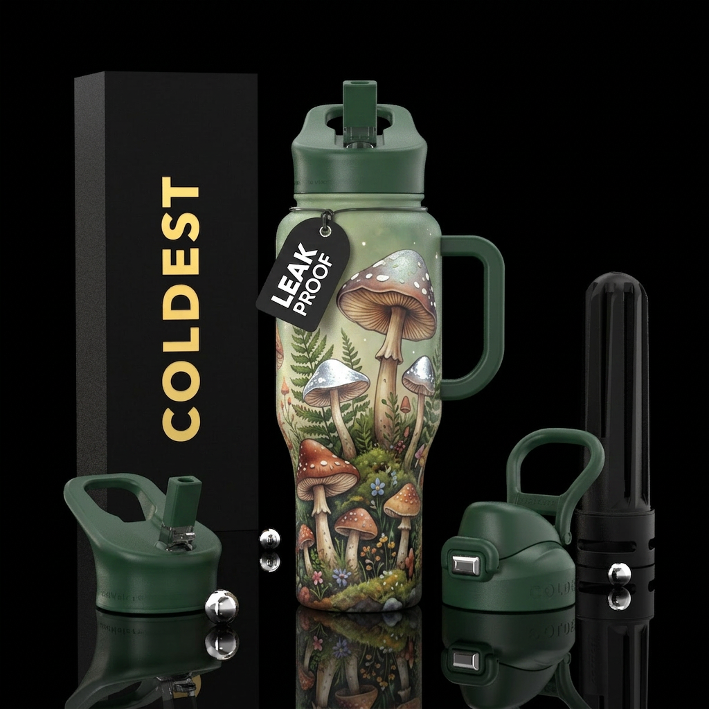 Mushrooms water bottle design