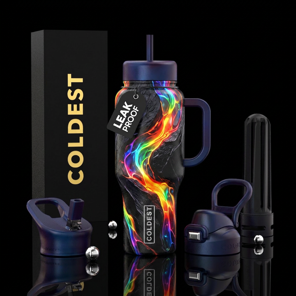 Rainbow Lava water bottle design