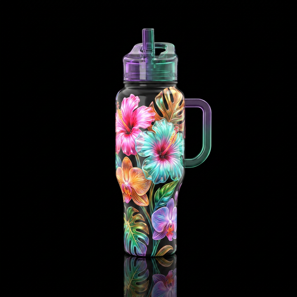 Hibiscus Flow water bottle design