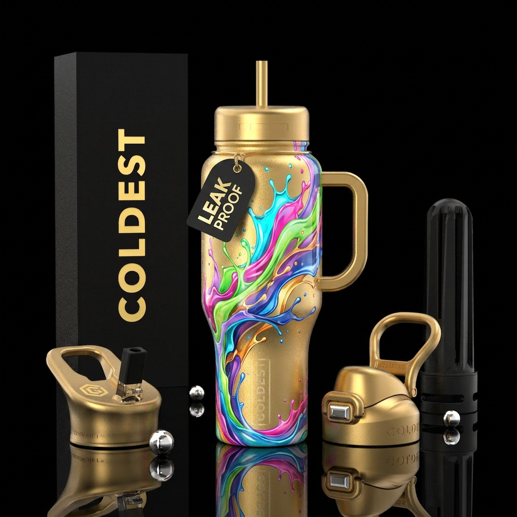 Golden color shock water bottle design