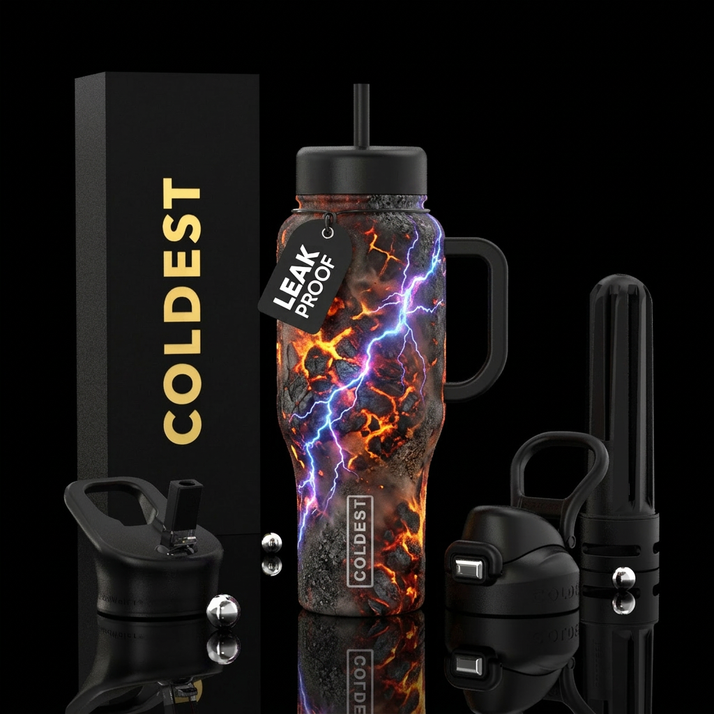 Embers, ash, fire,, electric, vibrant, explosive, ... water bottle design