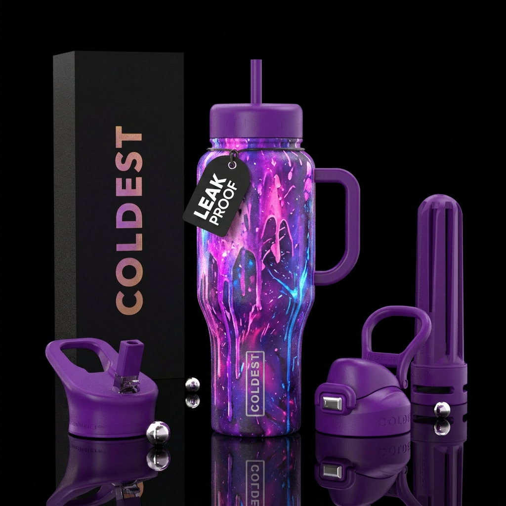Purple, white, Pink, blue,, magical, dripping, bea... water bottle design