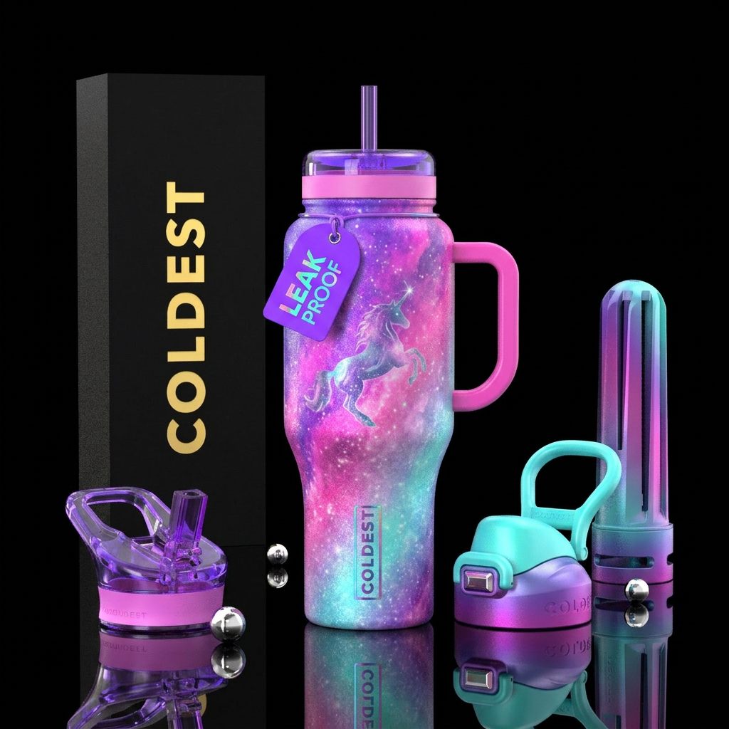 Unicorn,dreamy, magical,mystical mysterious,, vibr... water bottle design
