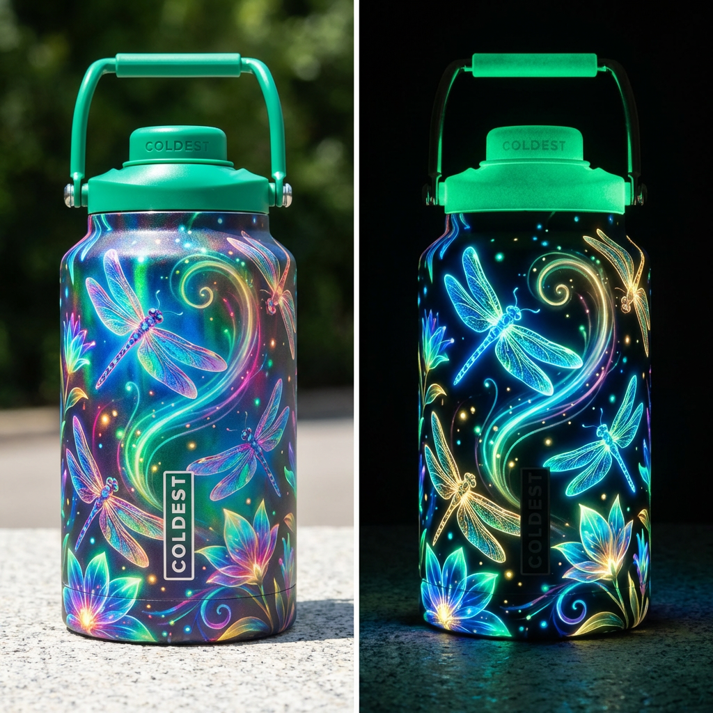 Glow &  Baby Dragonflies 1 bottle in day time & 1 ... water bottle design