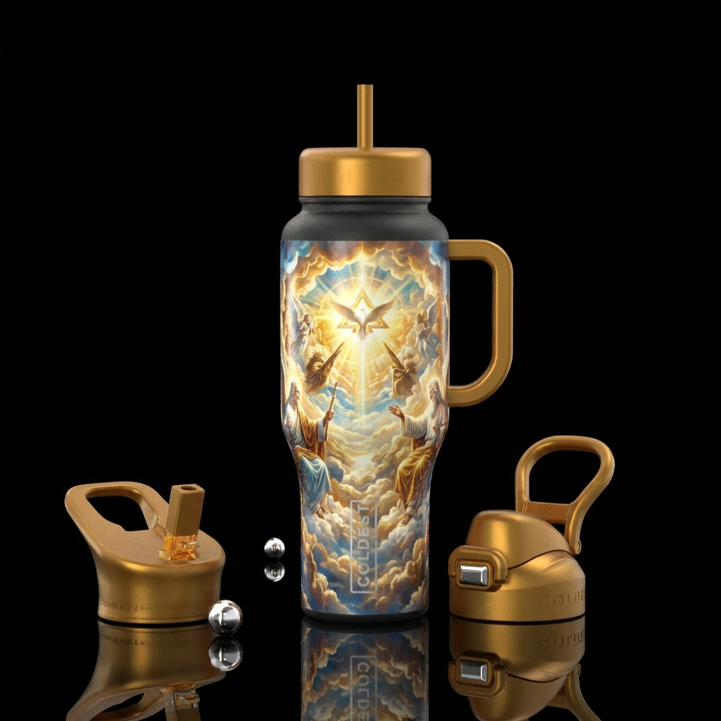 God in heaven water bottle design