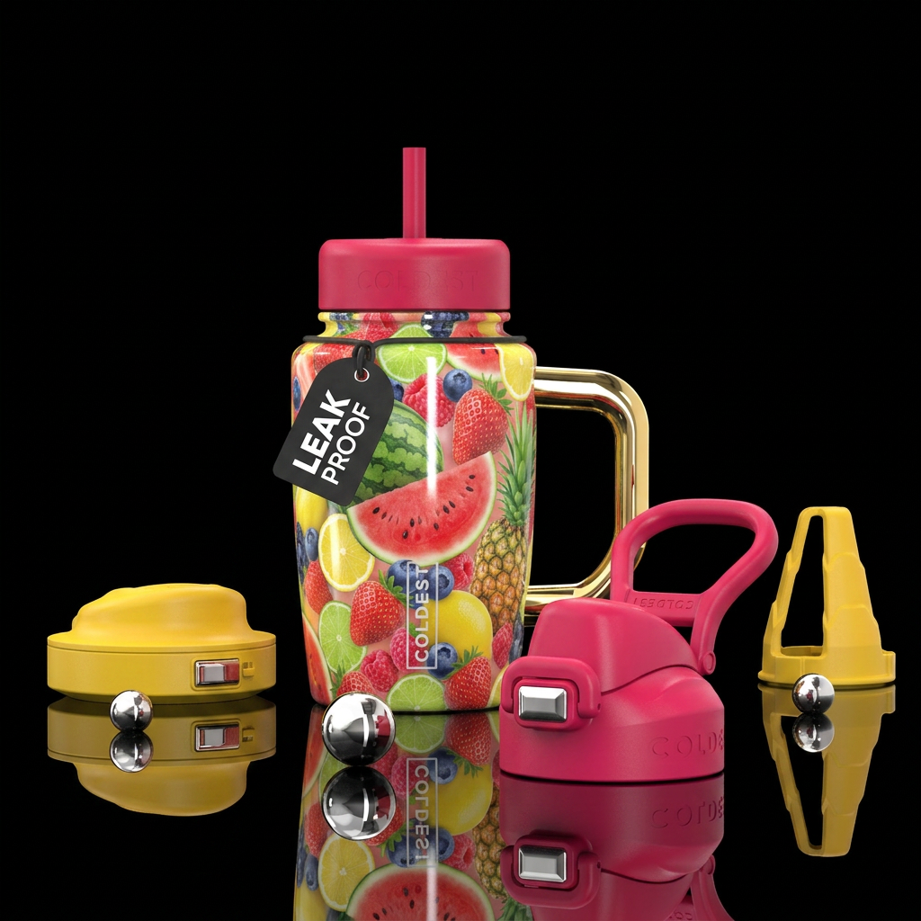 Summer vibes with fruit all over it. water bottle design