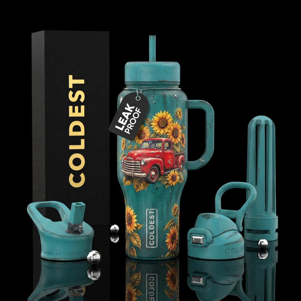 Old vintage bottle look turquoise color faded pain... water bottle design