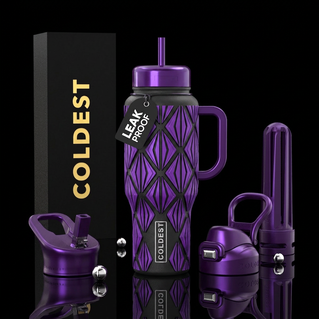Purple diamond fins outlined with black, , texture... water bottle design