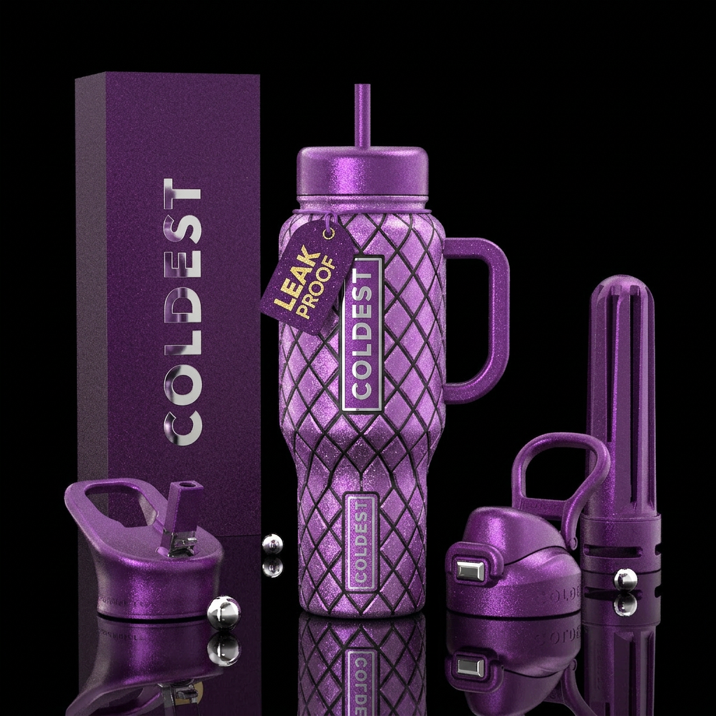 Purple diamond fins outlined with black, , texture... water bottle design