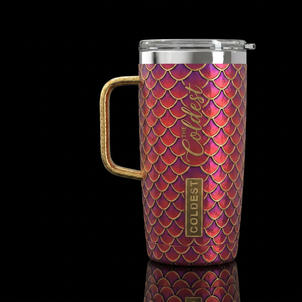 Textured dragon scales lind w/ gold, beautiful, water bottle design