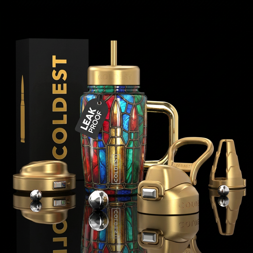 Bullets stained glass water bottle design