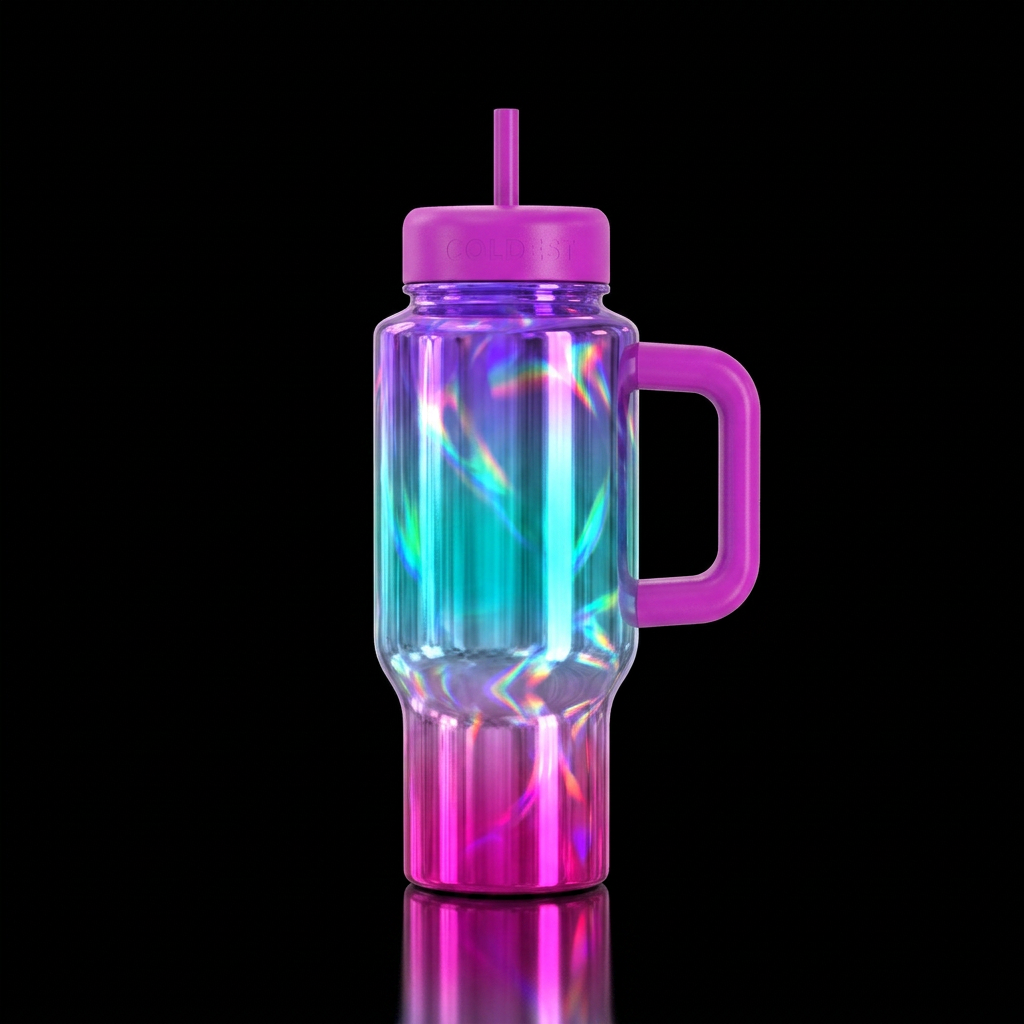 Ombre, whimsical, abstract, vibrant,  shiny,  real... water bottle design