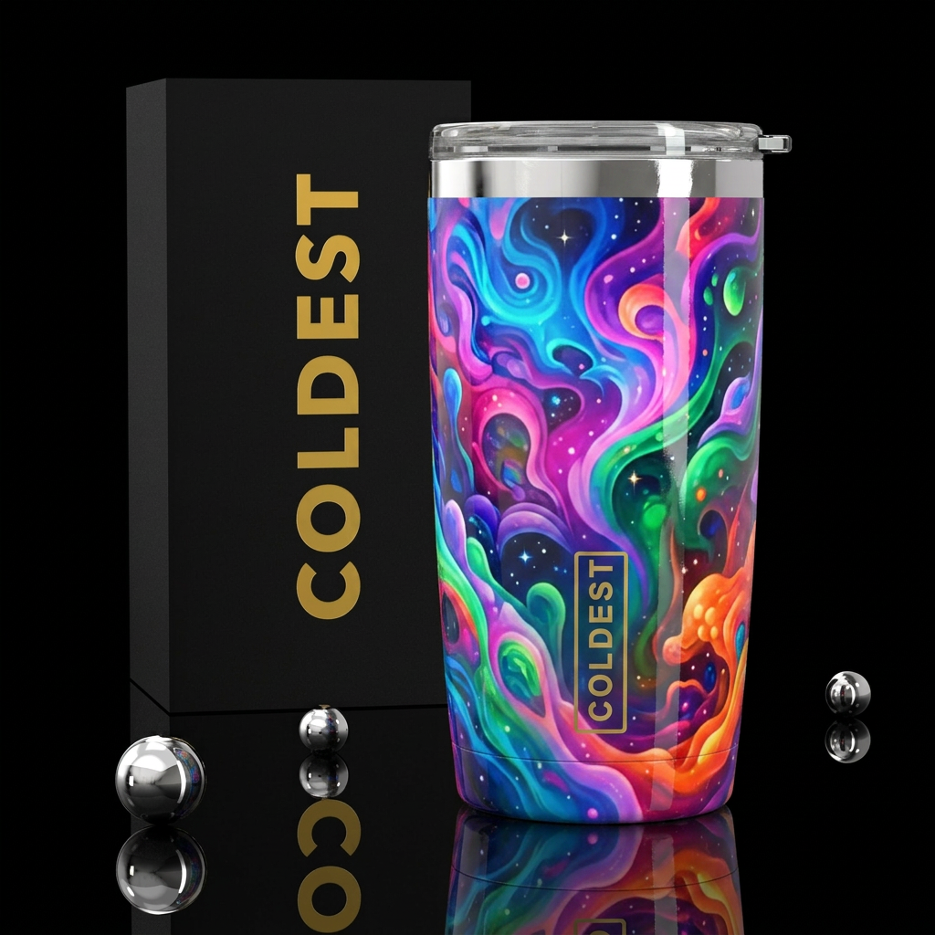 Ombre, whimsical, abstract, vibrant,  shiny,  real... water bottle design