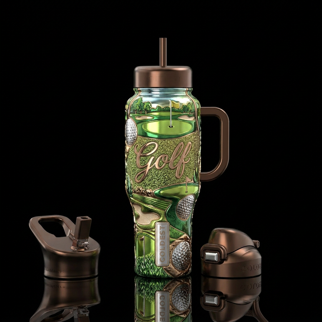 Golf,   shiny, water bottle design