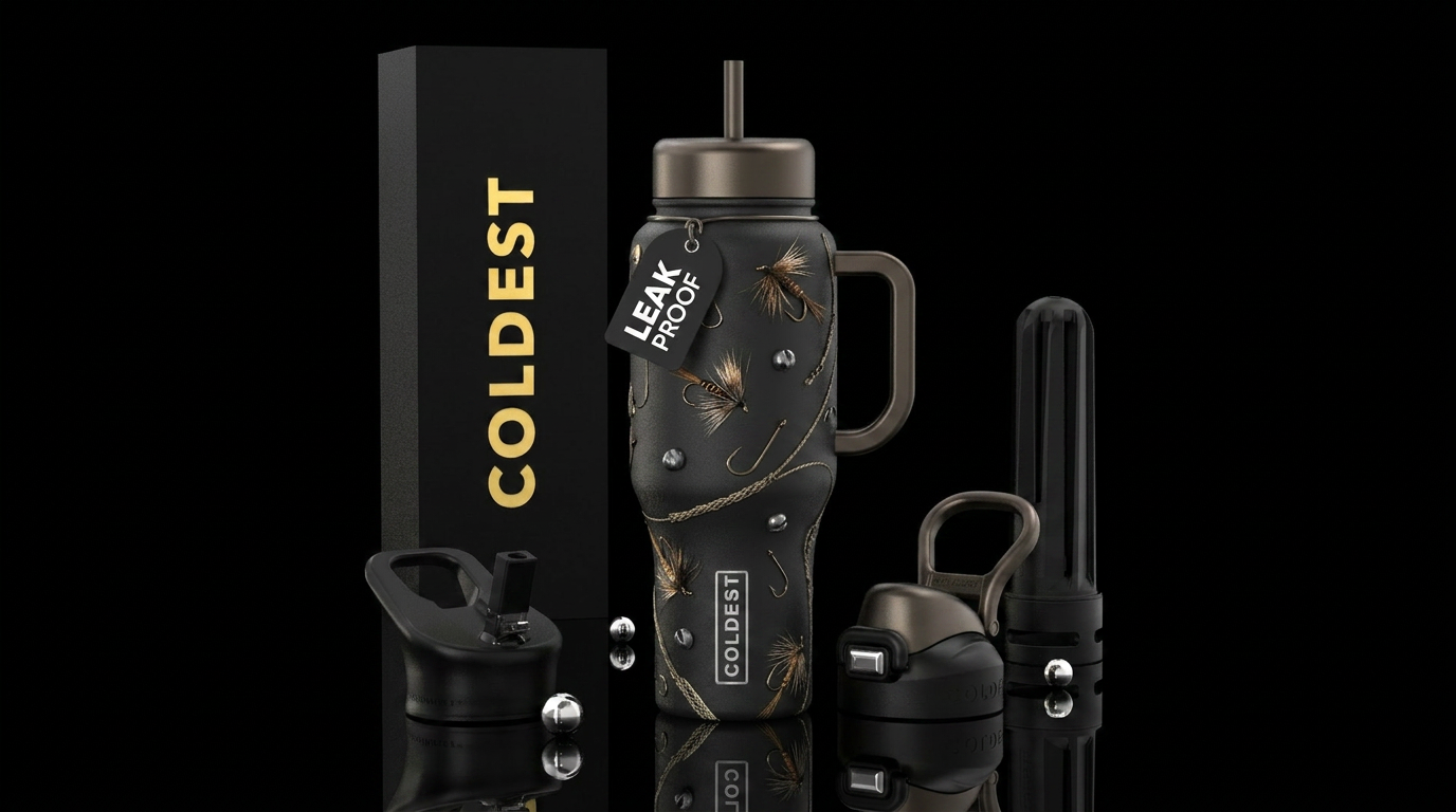 Fishing bottle, shiny, realistic water bottle design
