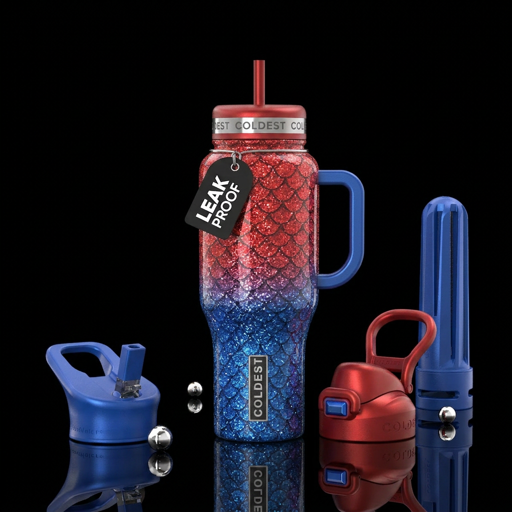 Spider-Man hombre, red and blue glittery Sparkle s... water bottle design
