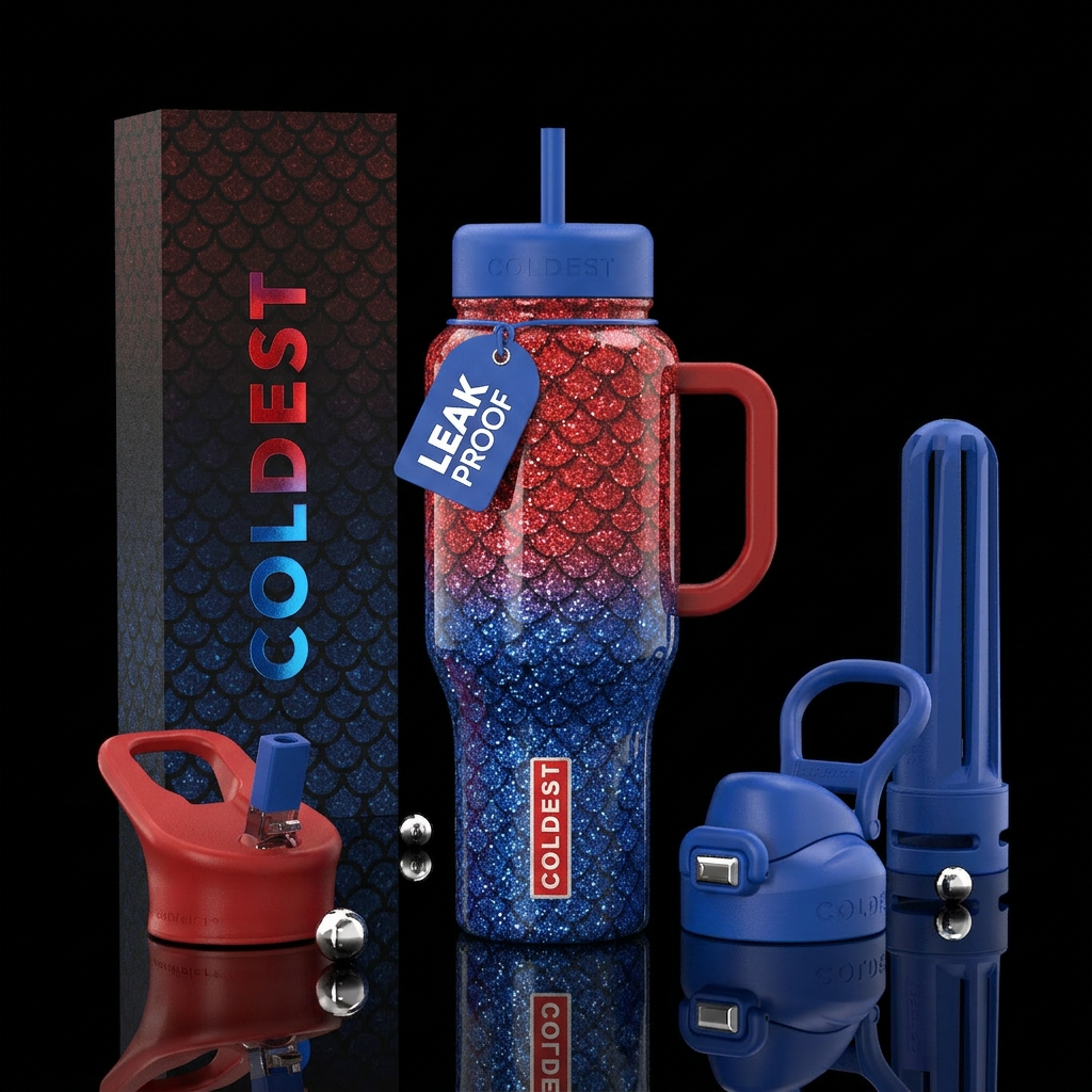 Spider-Man hombre, red and blue glittery Sparkle s... water bottle design