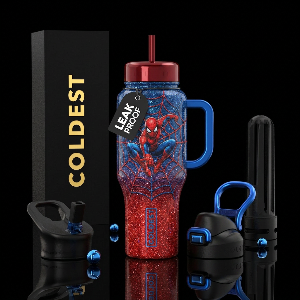 Spider-Man hombre, red and blue glittery Sparkle s... water bottle design