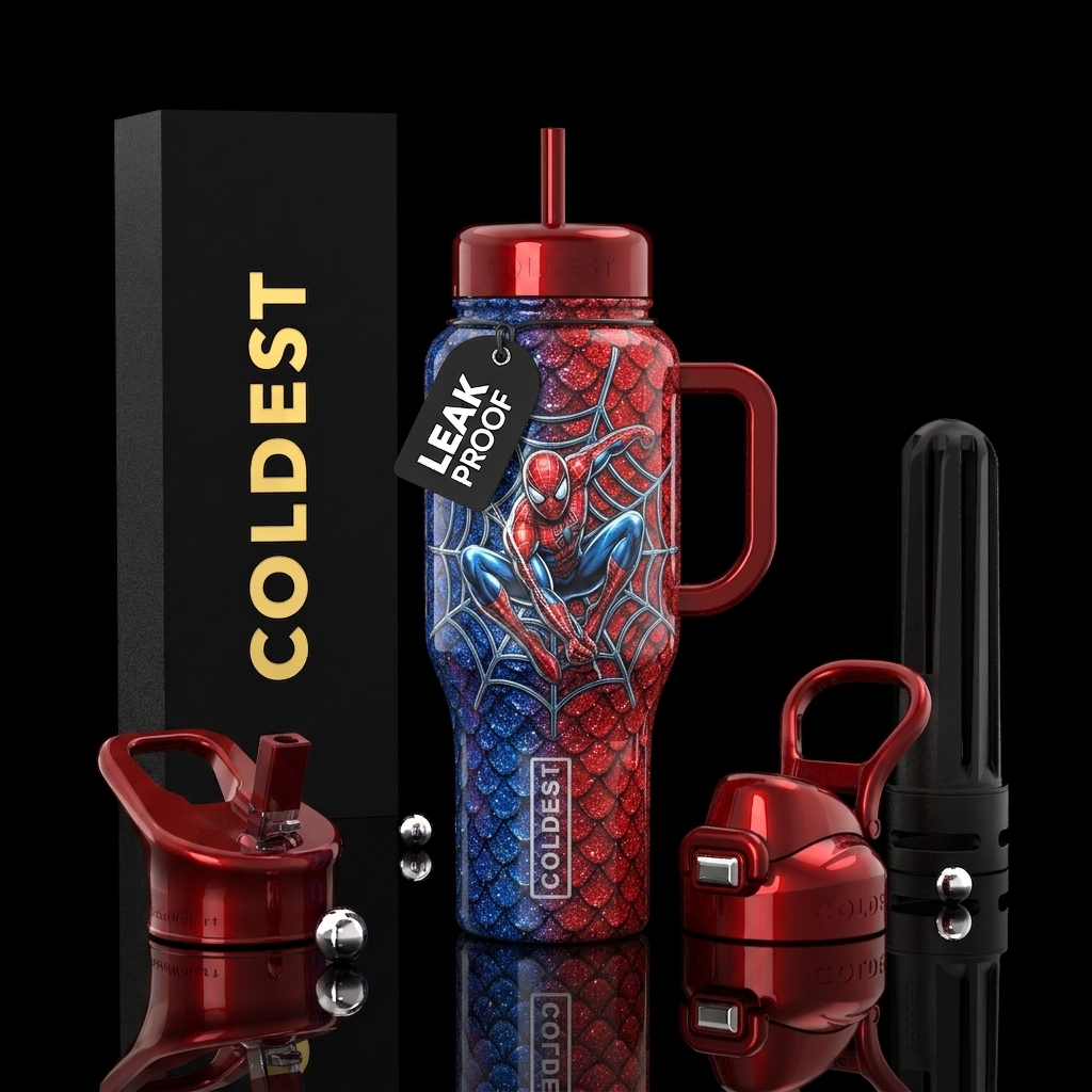 Spider-Man hombre, red and blue glittery Sparkle s... water bottle design