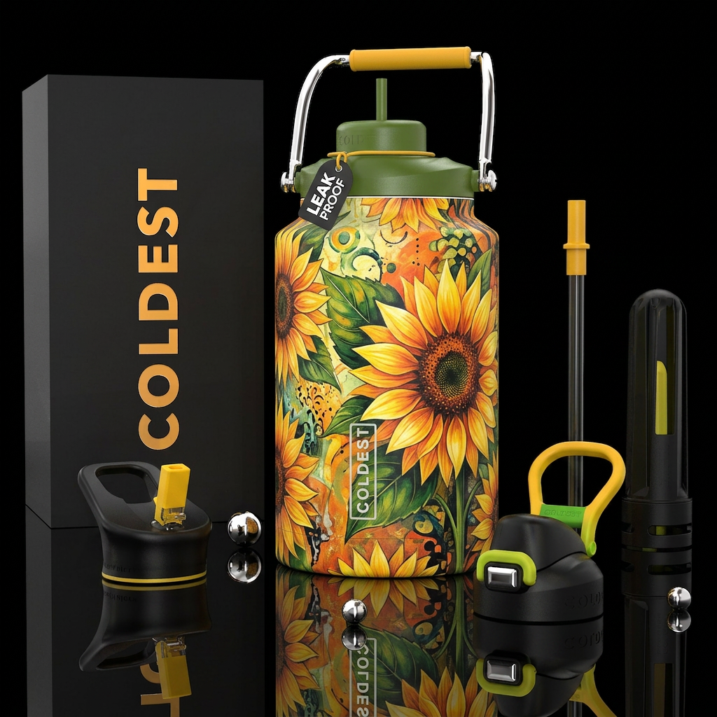 Flirt & Sunflower water bottle design