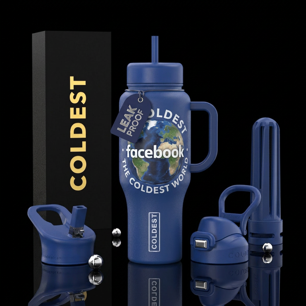 Coldest World FaceBook water bottle design