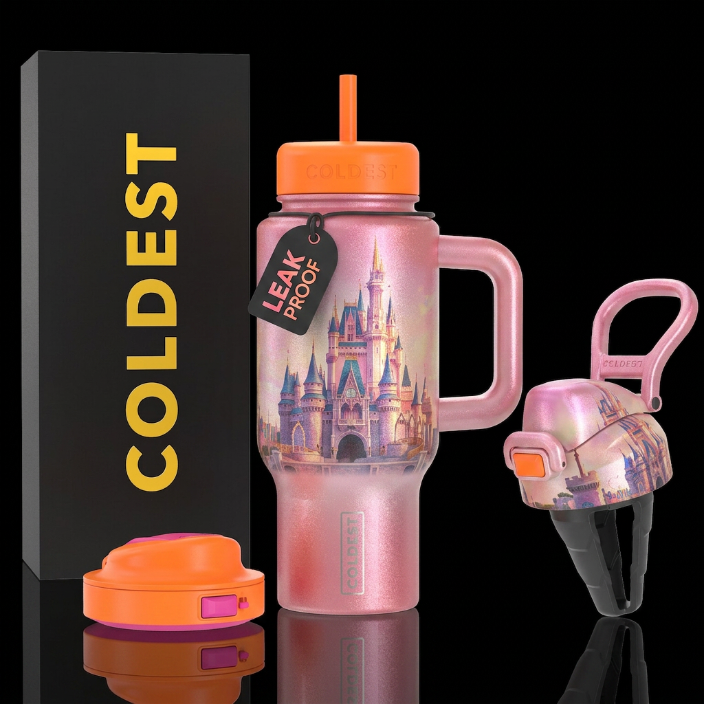 Pink tint on bottle orange tint on top big castle ... water bottle design